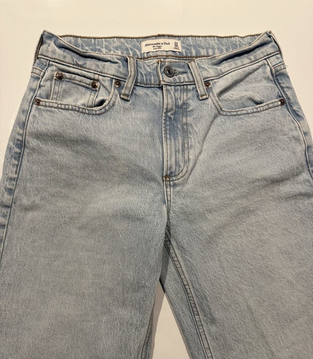 Abercrombie & Fitch Jeans The 90s Baggy Low Rise Women's Sz 24 Blue Denim Wash